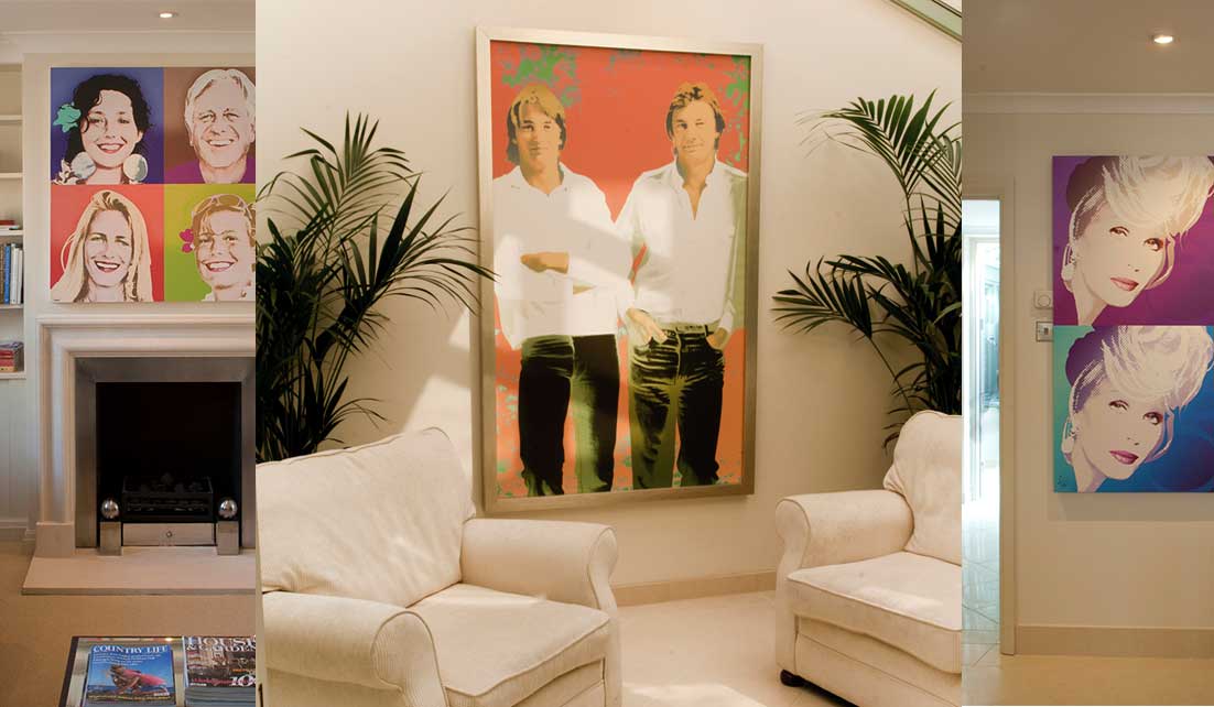 Framed portraits in clients homes.