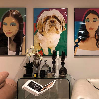 Chan family portrait and pets.