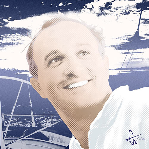 Portrait of David Sellers enjoying the Antigua race week.